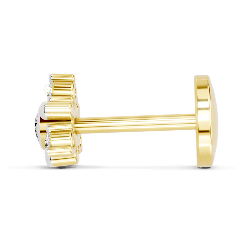 0.04 Carat Snowflower Diamond Nose Pin 14K