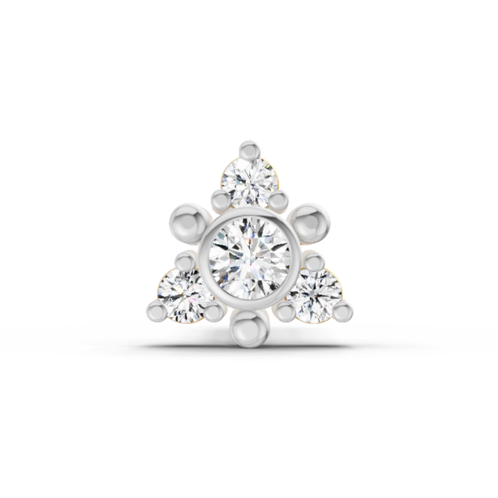 0.04 Carat Snowflower Diamond Nose Pin 14K