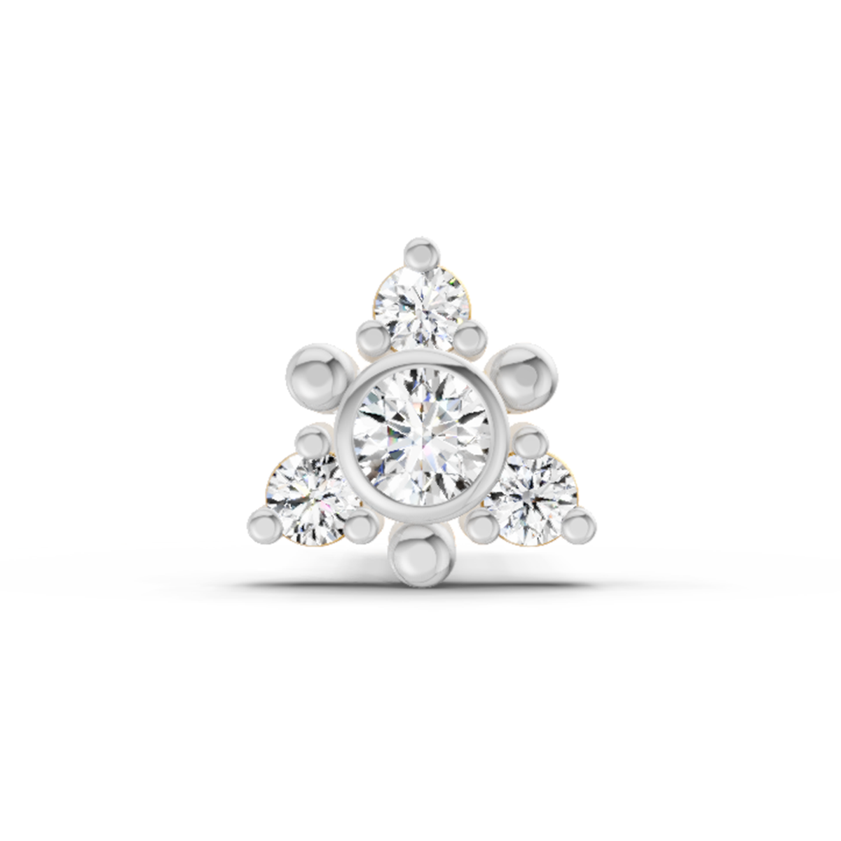 0.04 Carat Snowflower Diamond Nose Pin 14K