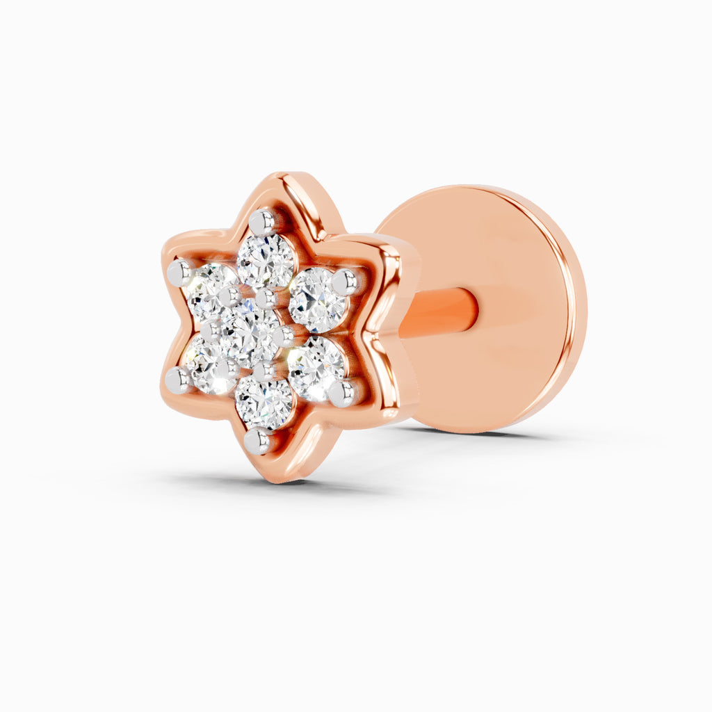0.04 Carat Star Diamond Nose Pin 14K - Rose Gold