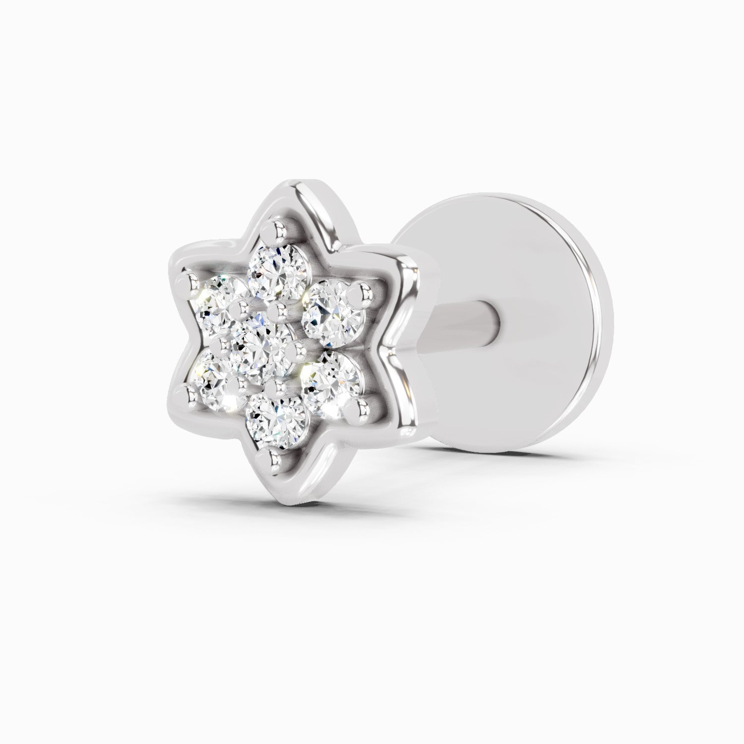 0.04 Carat Star Diamond Nose Pin 14K - White Gold