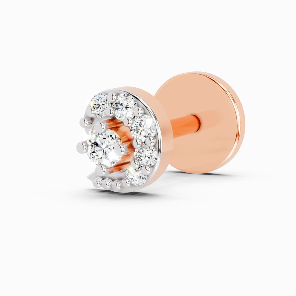 0.03 Carat Cluster Diamond Nose Pin 14K - Rose Gold