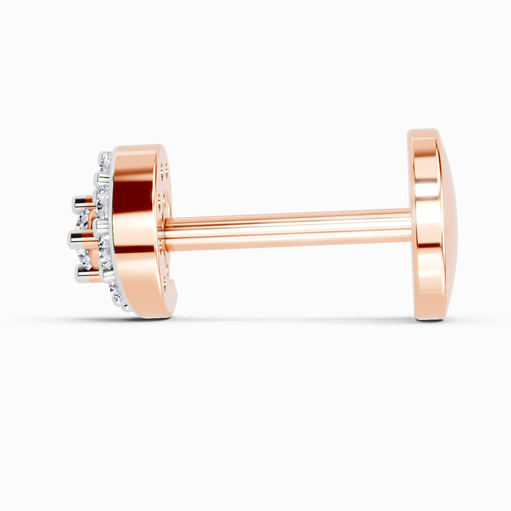 0.03 Carat Cluster Diamond Nose Pin 14K - Rose Gold