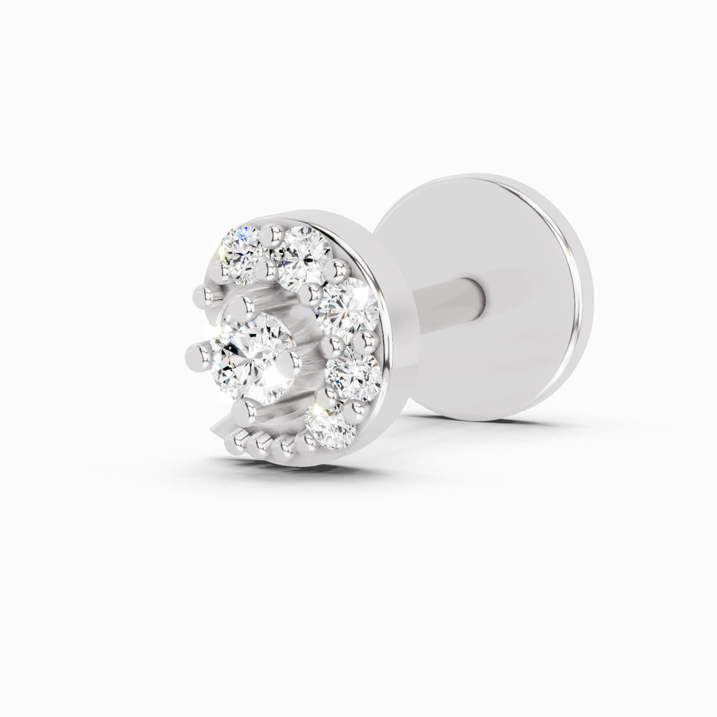 0.03 Carat Cluster Diamond Nose Pin 14K - White Gold