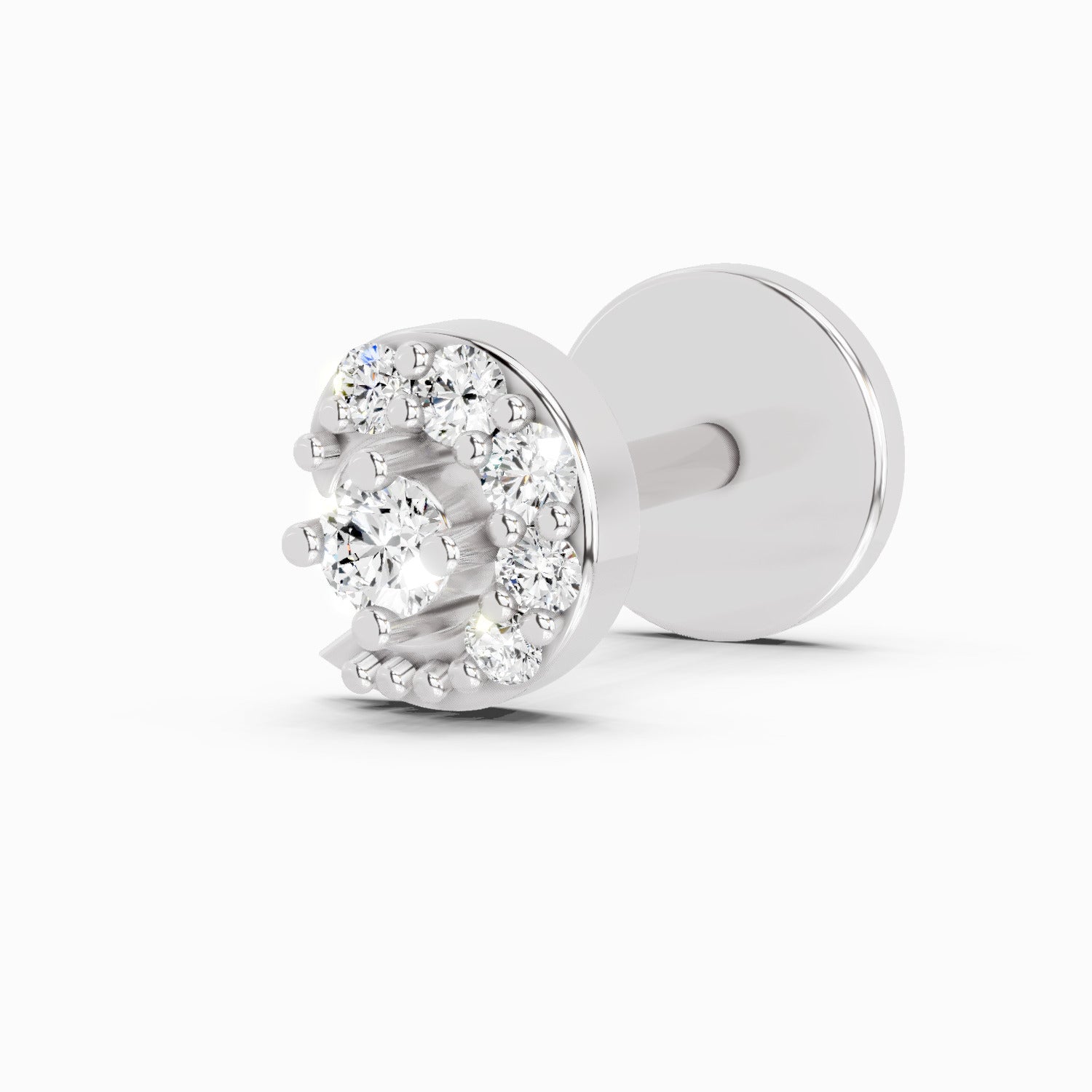 0.03 Carat Cluster Diamond Nose Pin 14K - White Gold