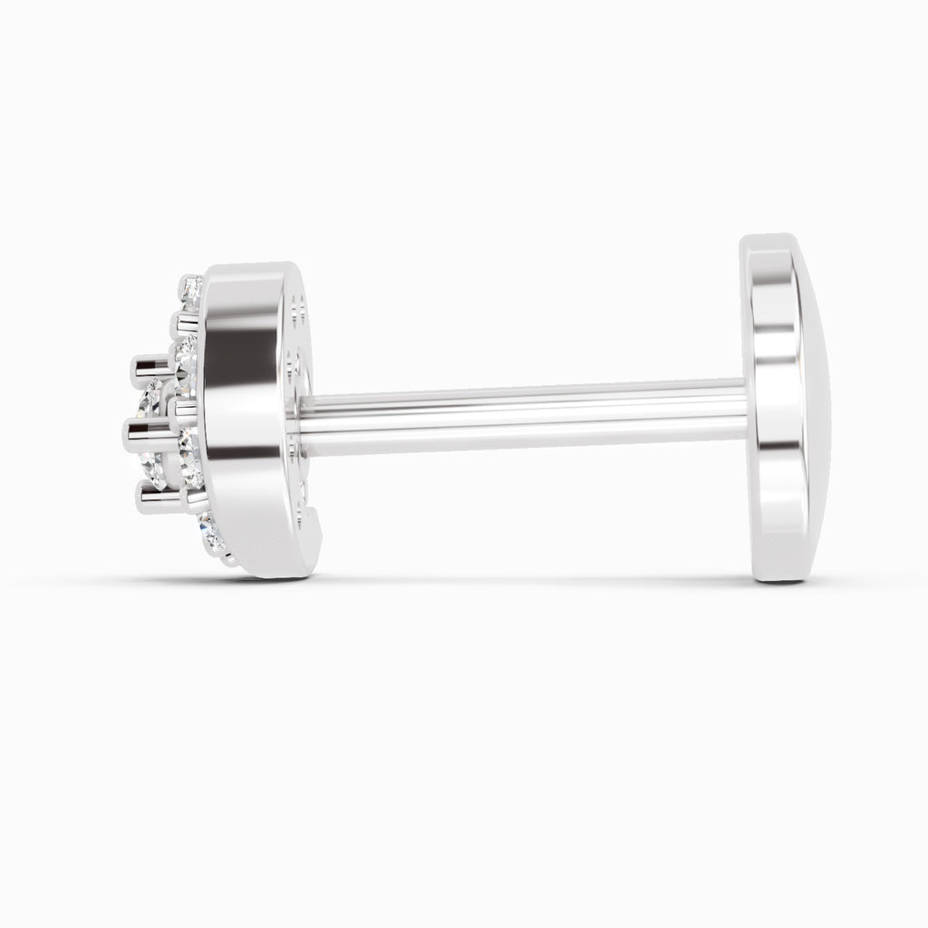 0.03 Carat Cluster Diamond Nose Pin 14K - White Gold