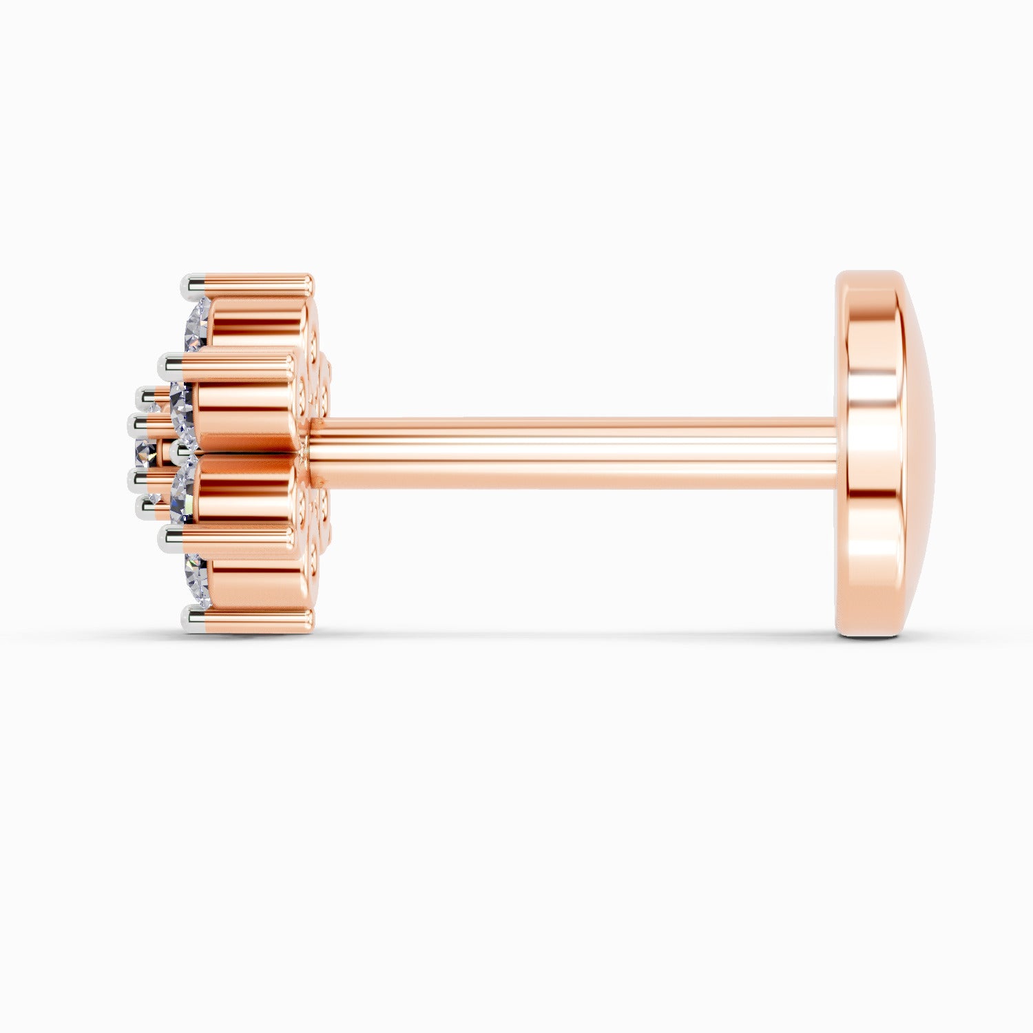 0.07 Carat floral cluster Diamond Nose Pin 14K Screw - Rose Gold