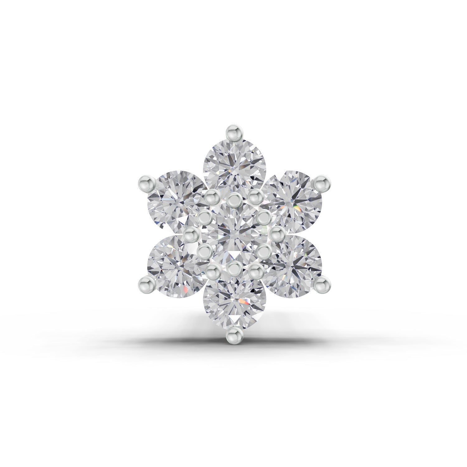 0.07 Carat floral cluster Diamond Nose Pin 14K Screw - Rose Gold