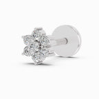 0.07 Carat floral cluster Diamond Nose Pin 14K - White Gold