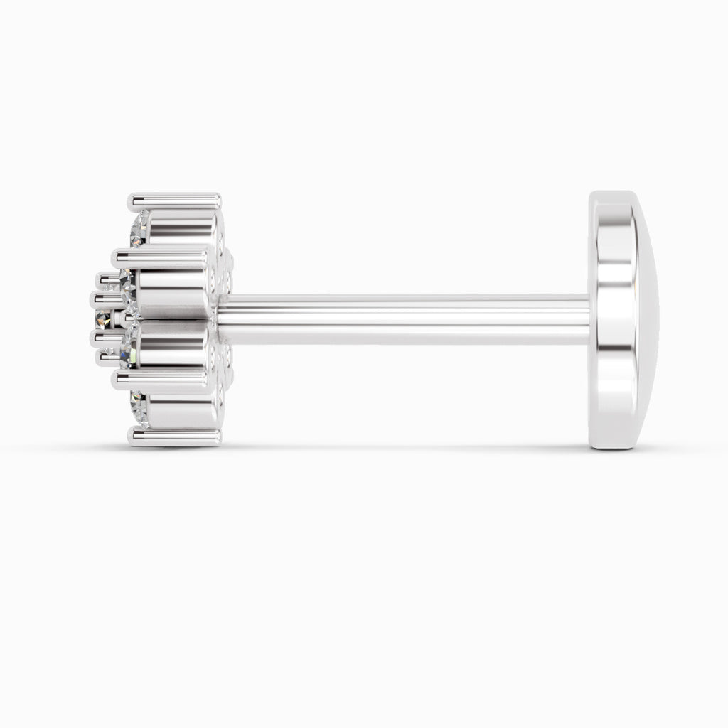 0.07 Carat floral cluster Diamond Nose Pin 14K - White Gold