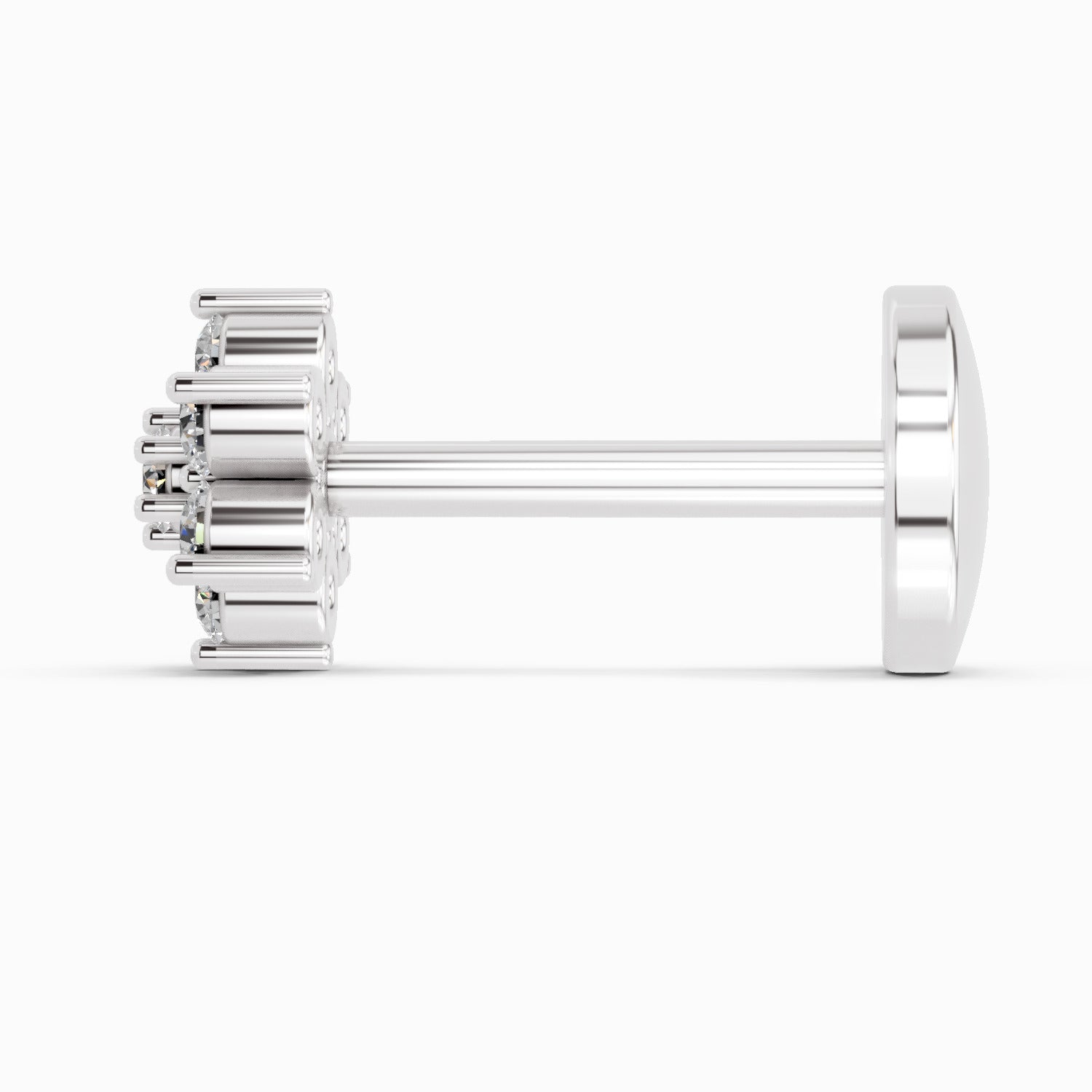 0.07 Carat floral cluster Diamond Nose Pin 14K - White Gold