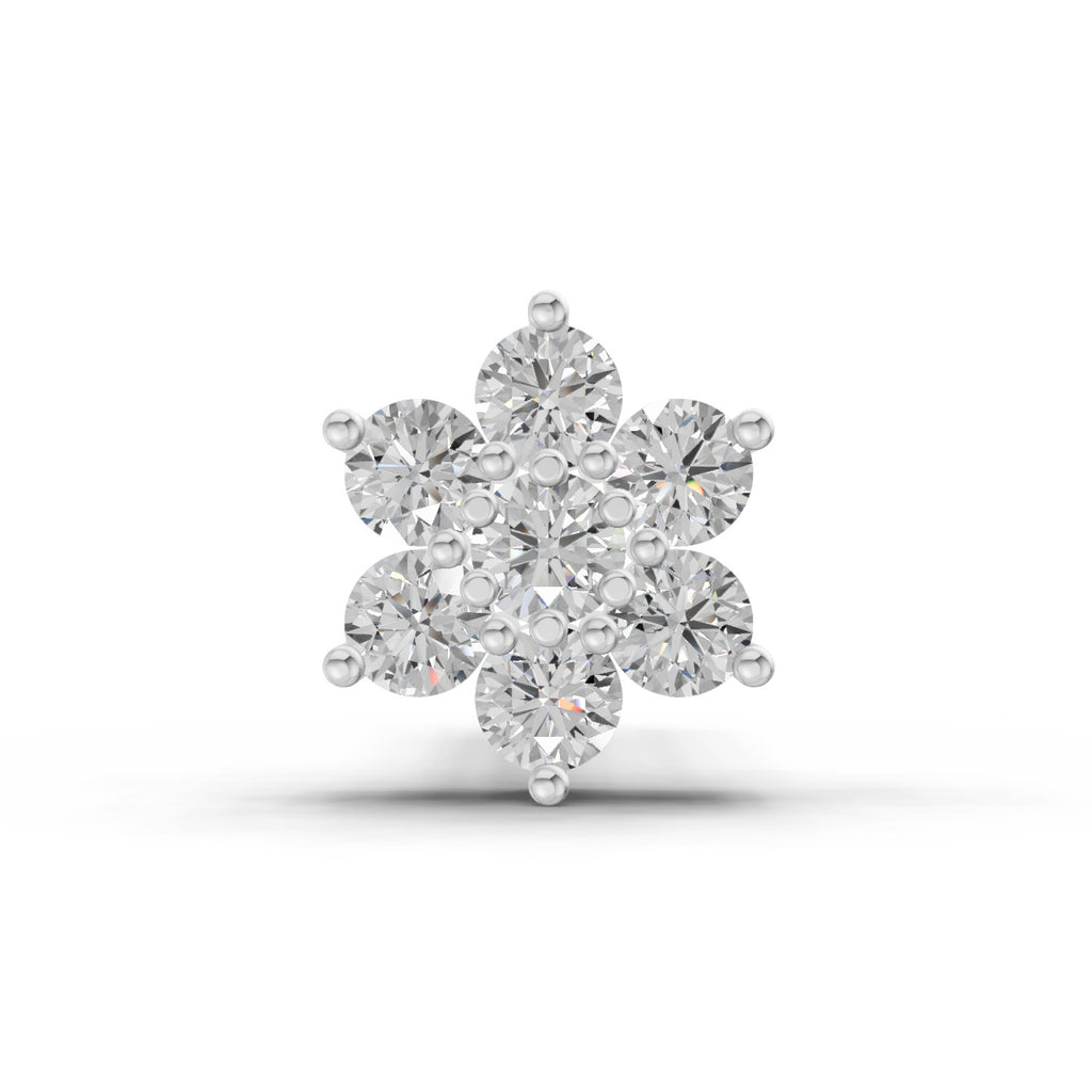 0.07 Carat floral cluster Diamond Nose Pin 14K - White Gold