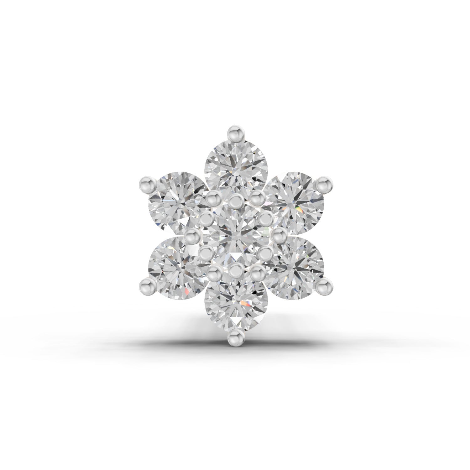 0.07 Carat floral cluster Diamond Nose Pin 14K