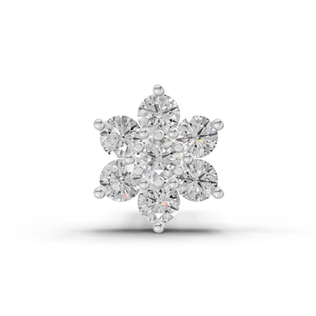 0.07 Carat floral cluster Diamond Nose Pin 14K Screw