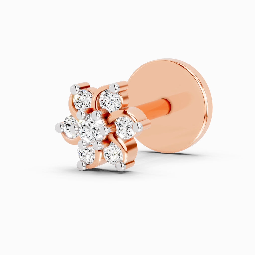 0.03 Carat Splendid Floret Diamond Nose Pin 14K - Rose Gold