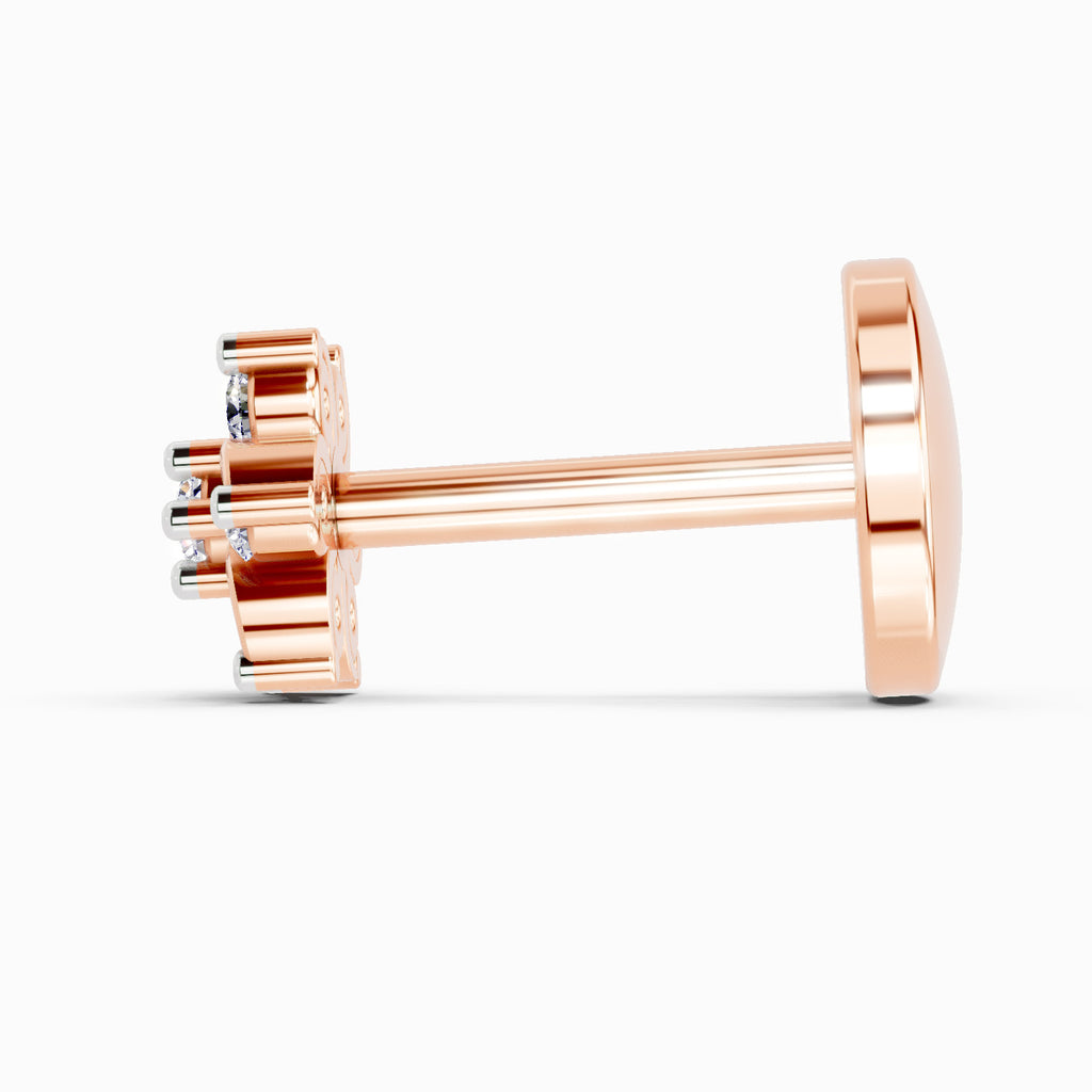 0.03 Carat Splendid Floret Diamond Nose Pin 14K - Rose Gold