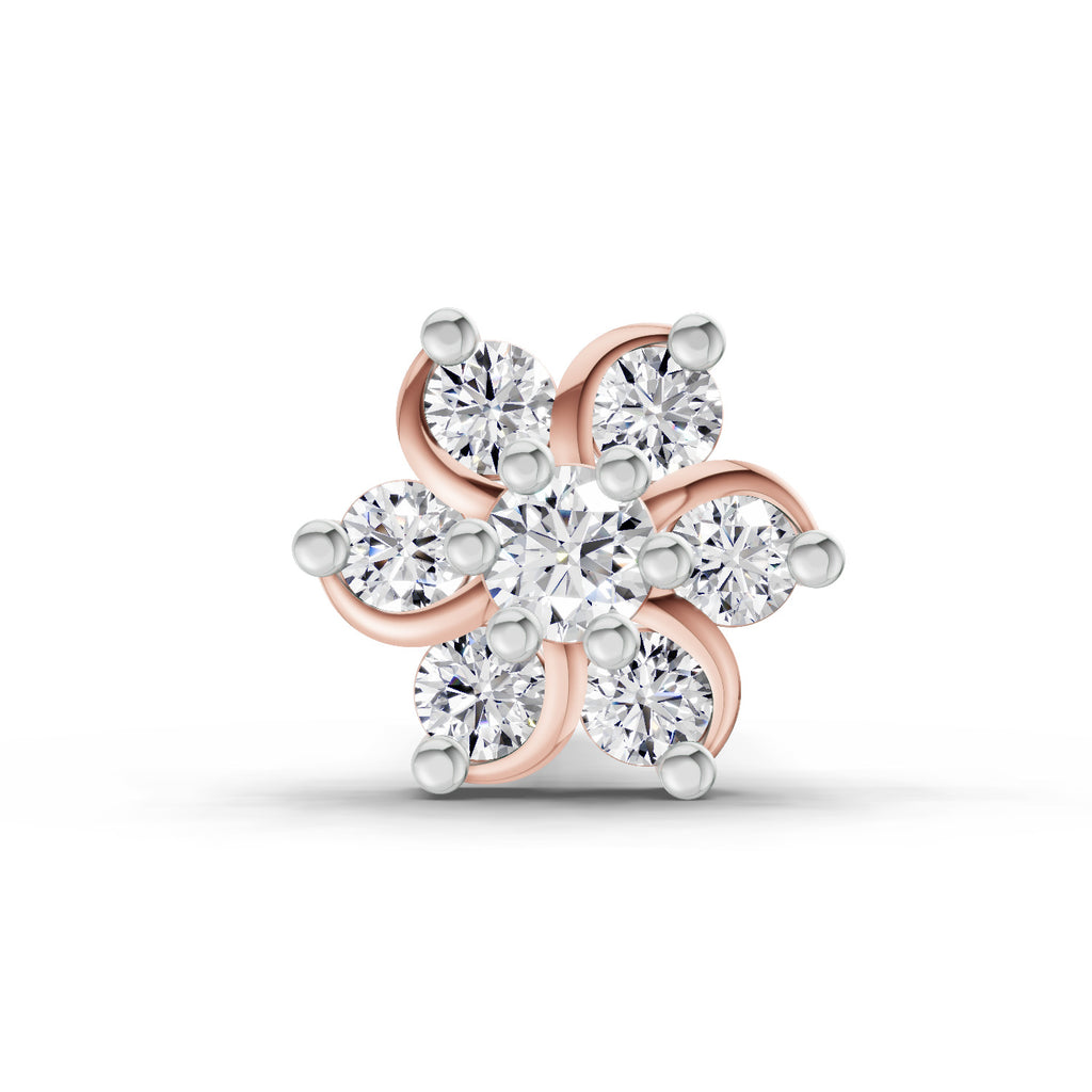 0.03 Carat floral diamond nose pin 14K - Rose Gold