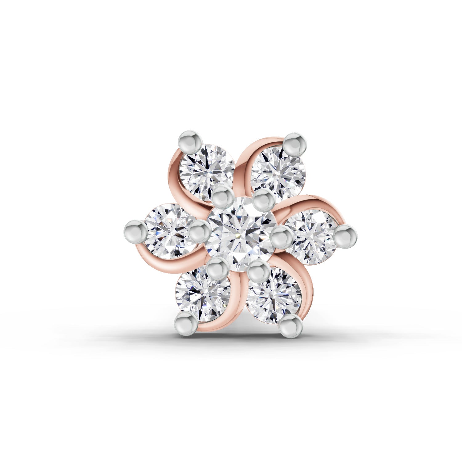 0.03 Carat Splendid Floret Diamond Nose Pin 14K - Rose Gold