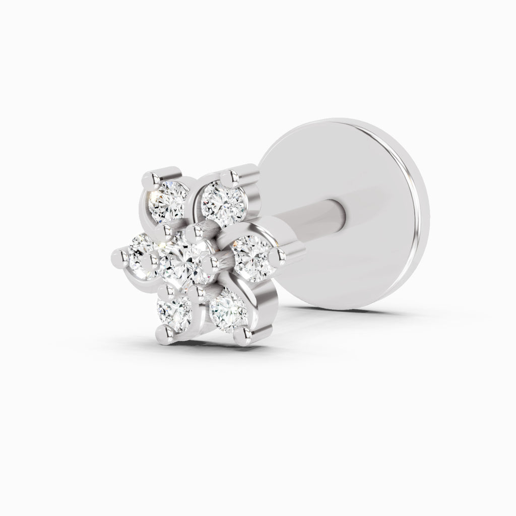 0.03 Carat Splendid Floret Diamond Nose Pin 14K - White Gold