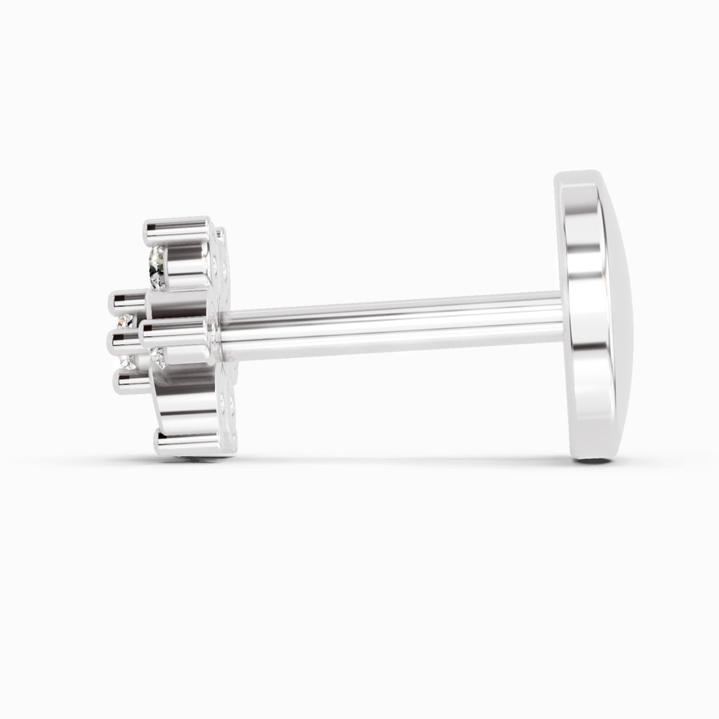 0.03 Carat floral diamond nose pin 14K - White Gold