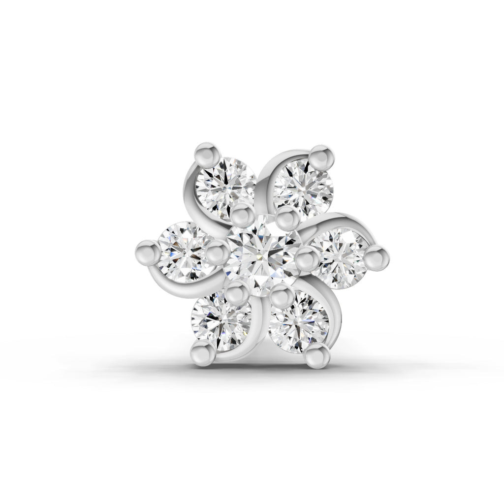 0.03 Carat Splendid Floret Diamond Nose Pin 14K - White Gold