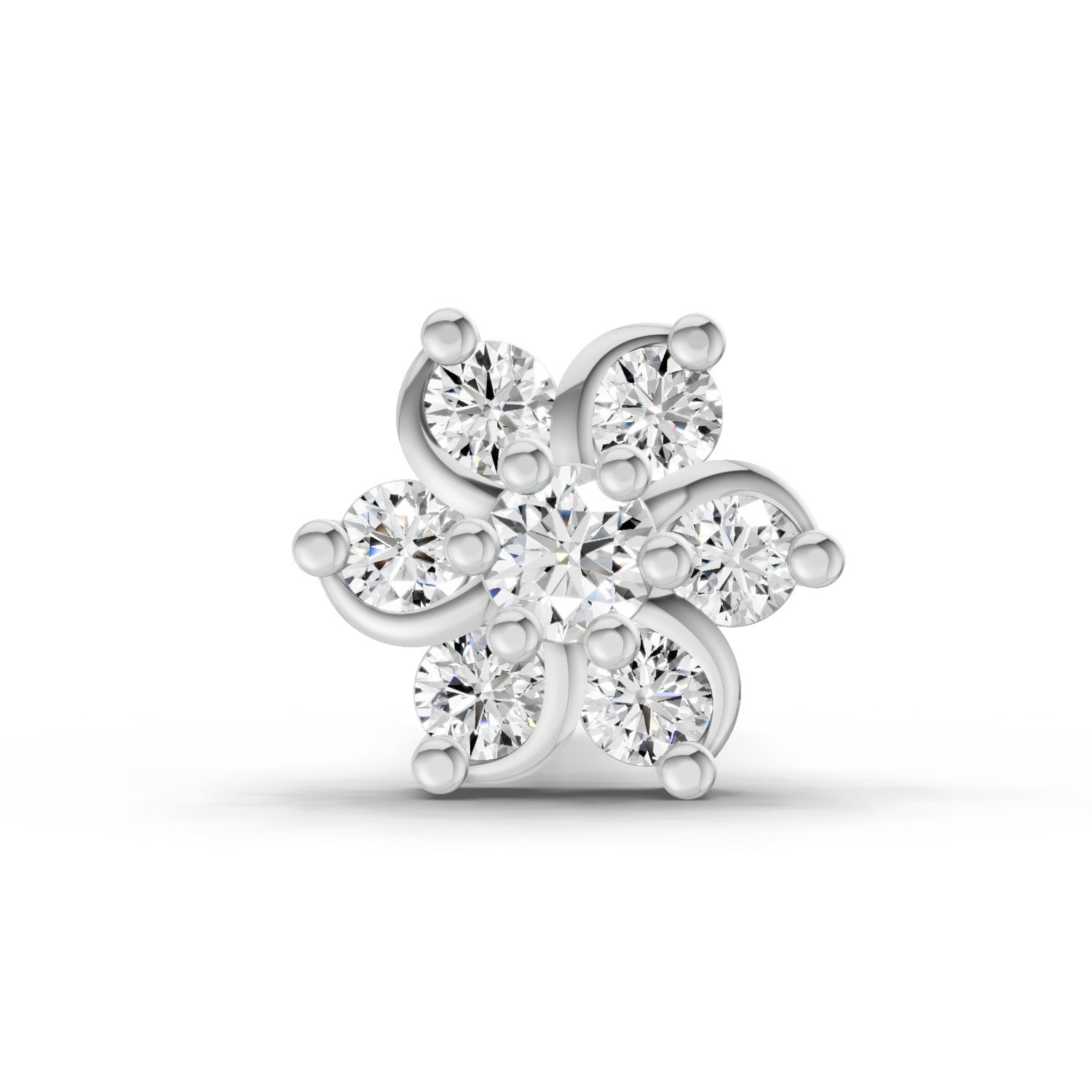 0.03 Carat Splendid Floret Diamond Nose Pin 14K - White Gold