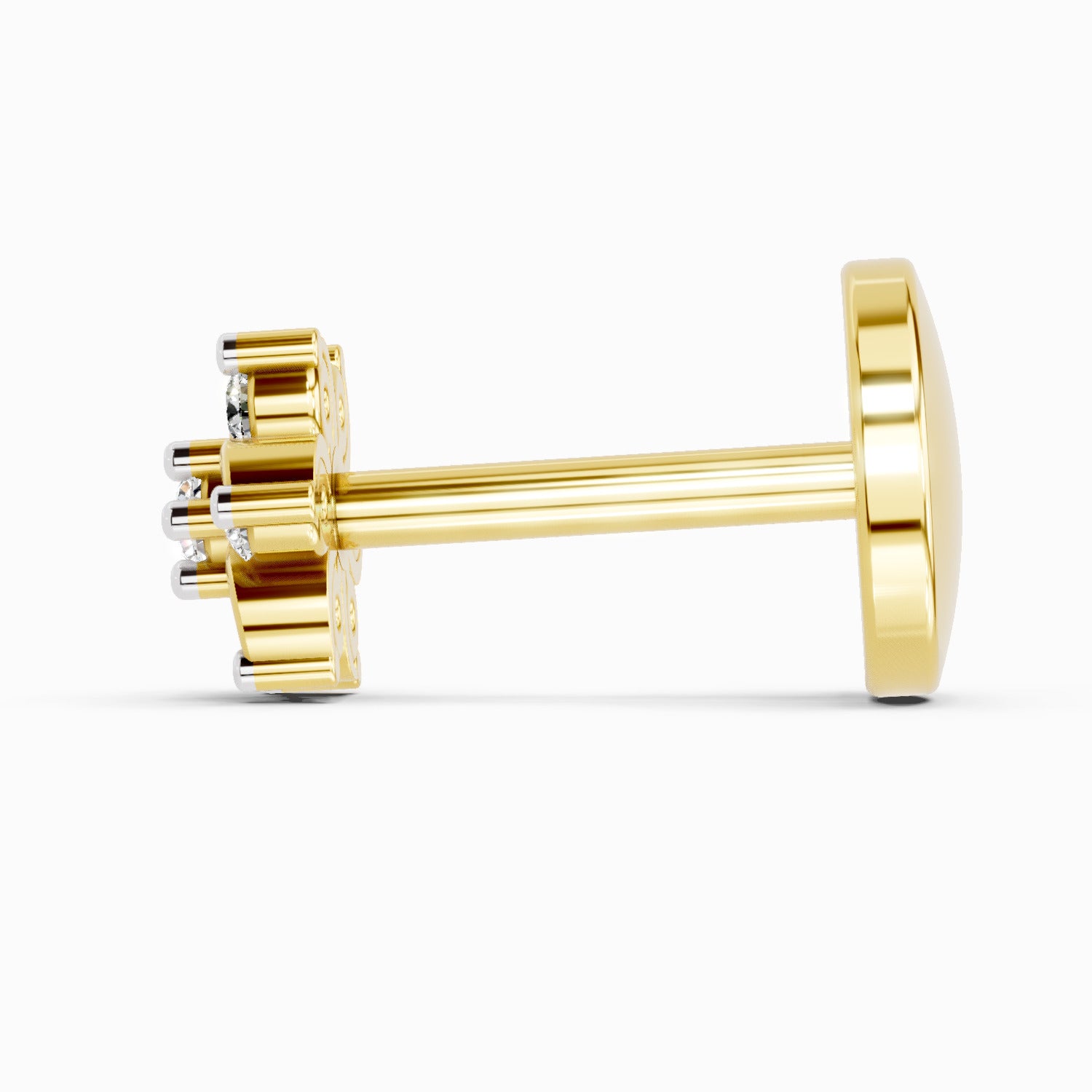 0.03 Carat floral diamond nose pin 14K