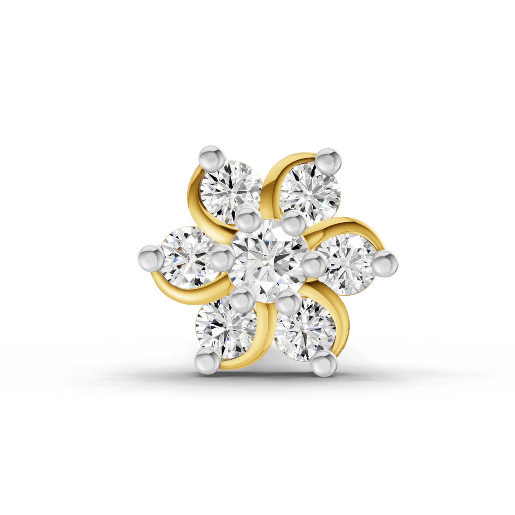 0.03 Carat Splendid Floret Diamond Nose Pin 14K