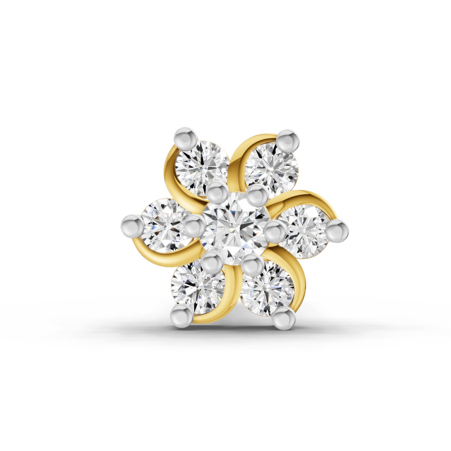 0.03 Carat Splendid Floret Diamond Nose Pin 14K