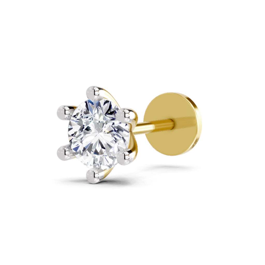 0.50 Carat 6 Prong Solitaire Diamond Nose Pin 14K - Rose Gold