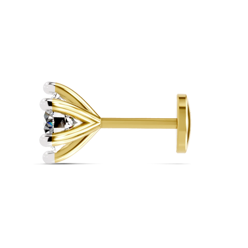 0.50 Carat 6 Prong Solitaire Diamond Nose Pin 14K - Rose Gold