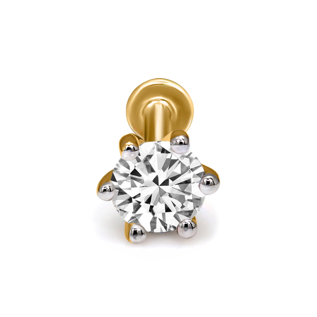 0.50 Carat 6 Prong Solitaire Diamond Nose Pin 14K - Rose Gold