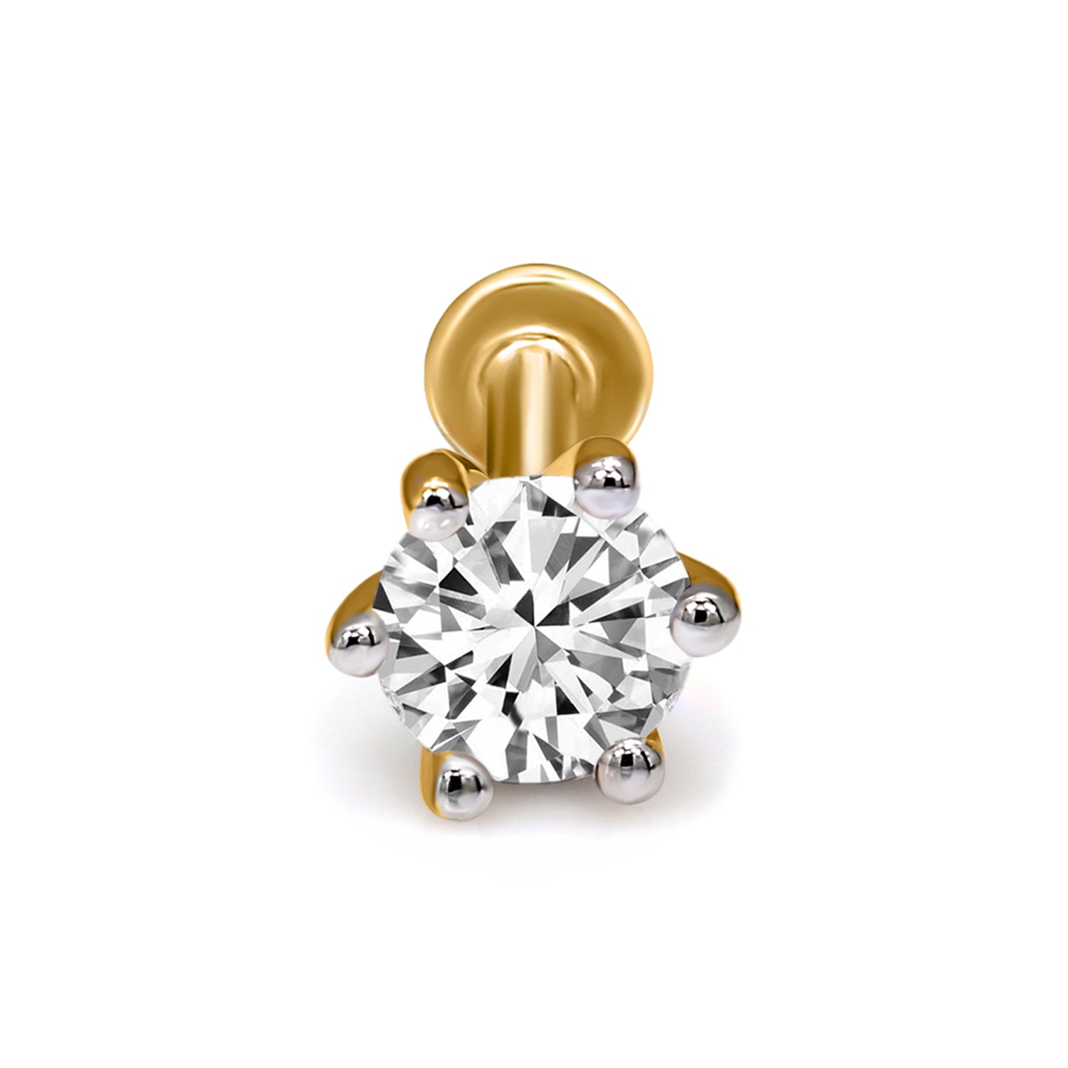 0.50 Carat 6 Prong Solitaire Diamond Nose Pin 14K - Rose Gold