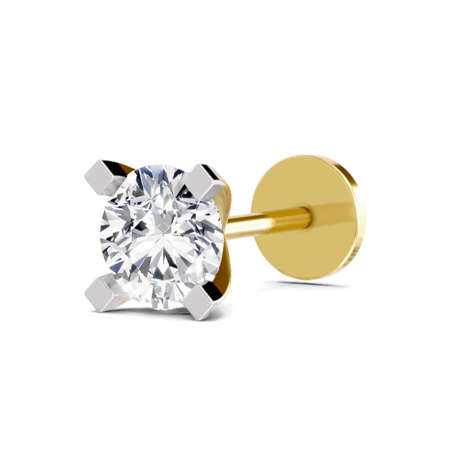 0.50 Carat Solitaire Diamond Nose Pin 14K - Rose Gold