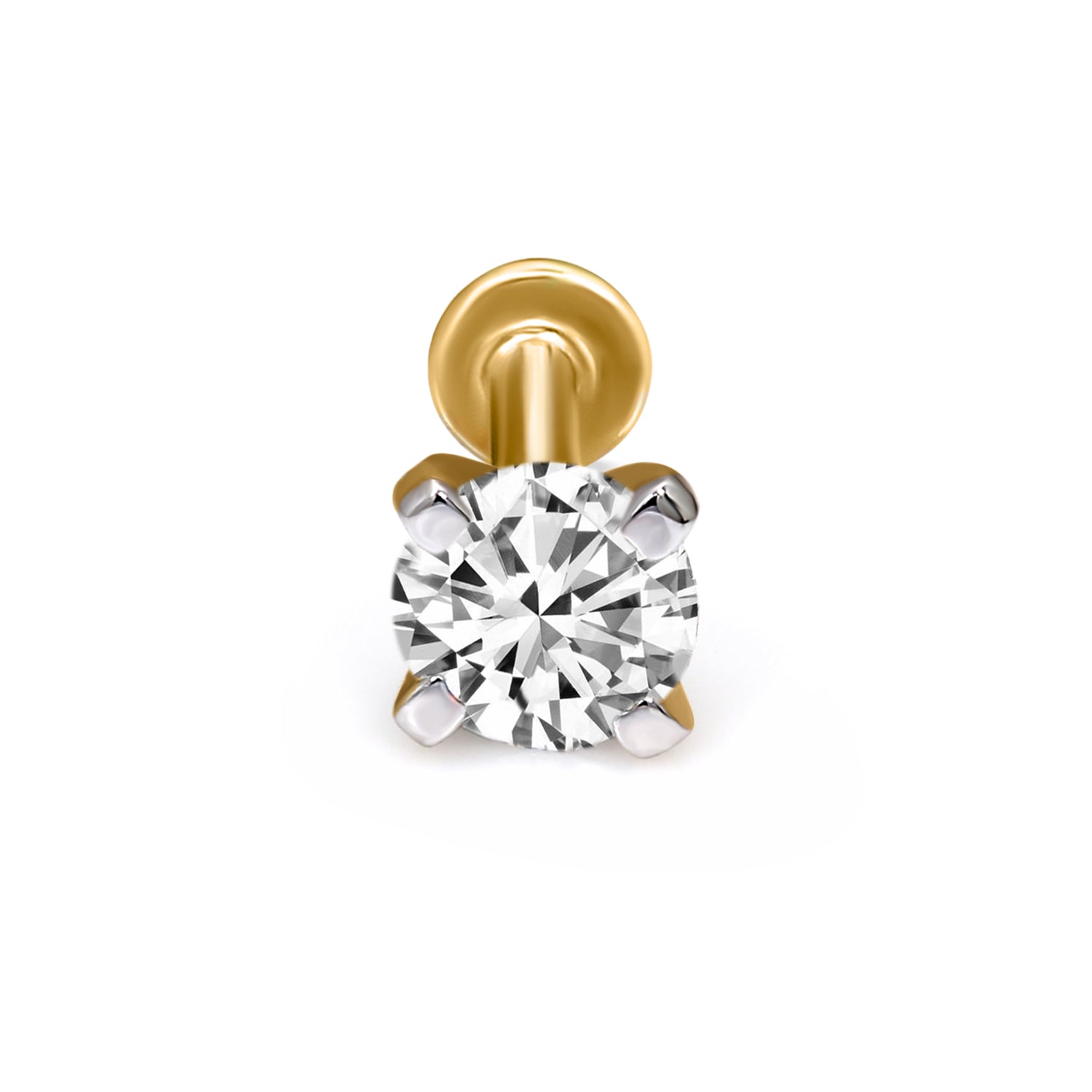 0.50 Carat Solitaire Diamond Nose Pin 14K - Rose Gold