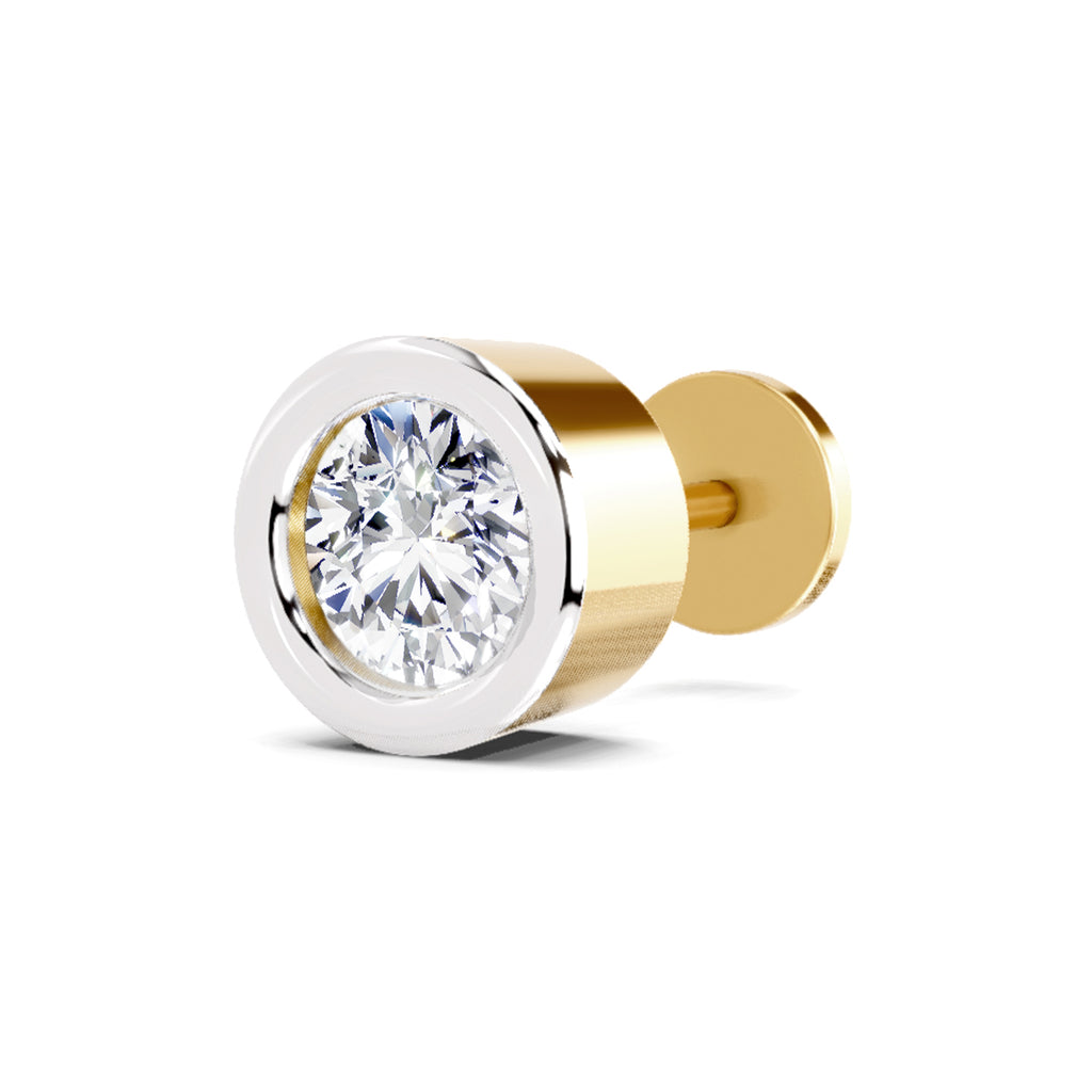 0.50 Carat Bezel Solitaire Diamond Nose Pin 14K - Rose Gold