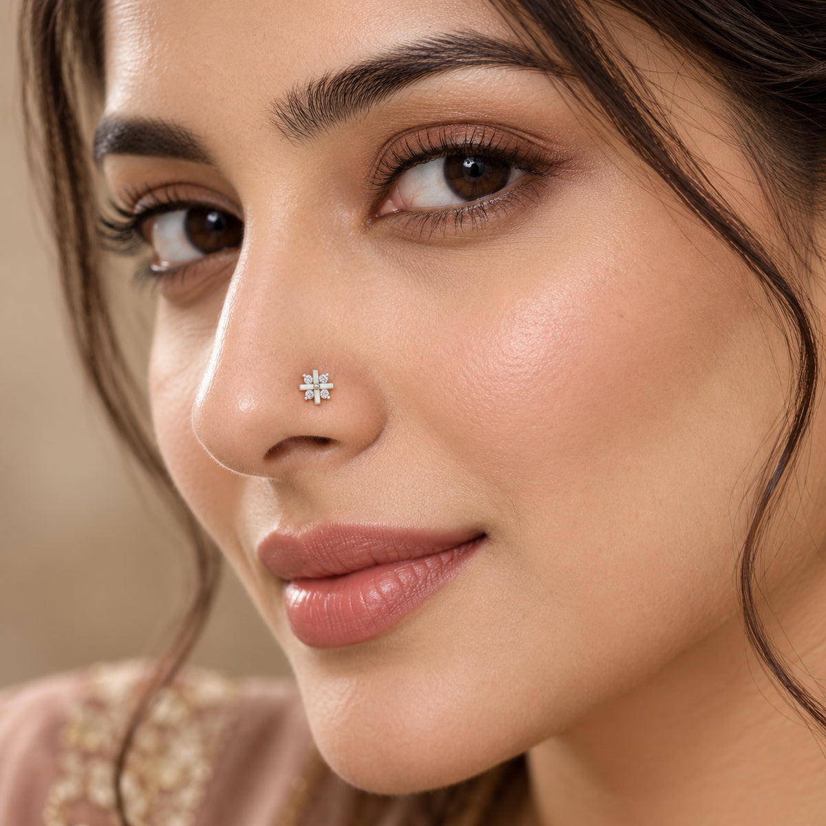 Celestial Floral Diamond Nose Pin