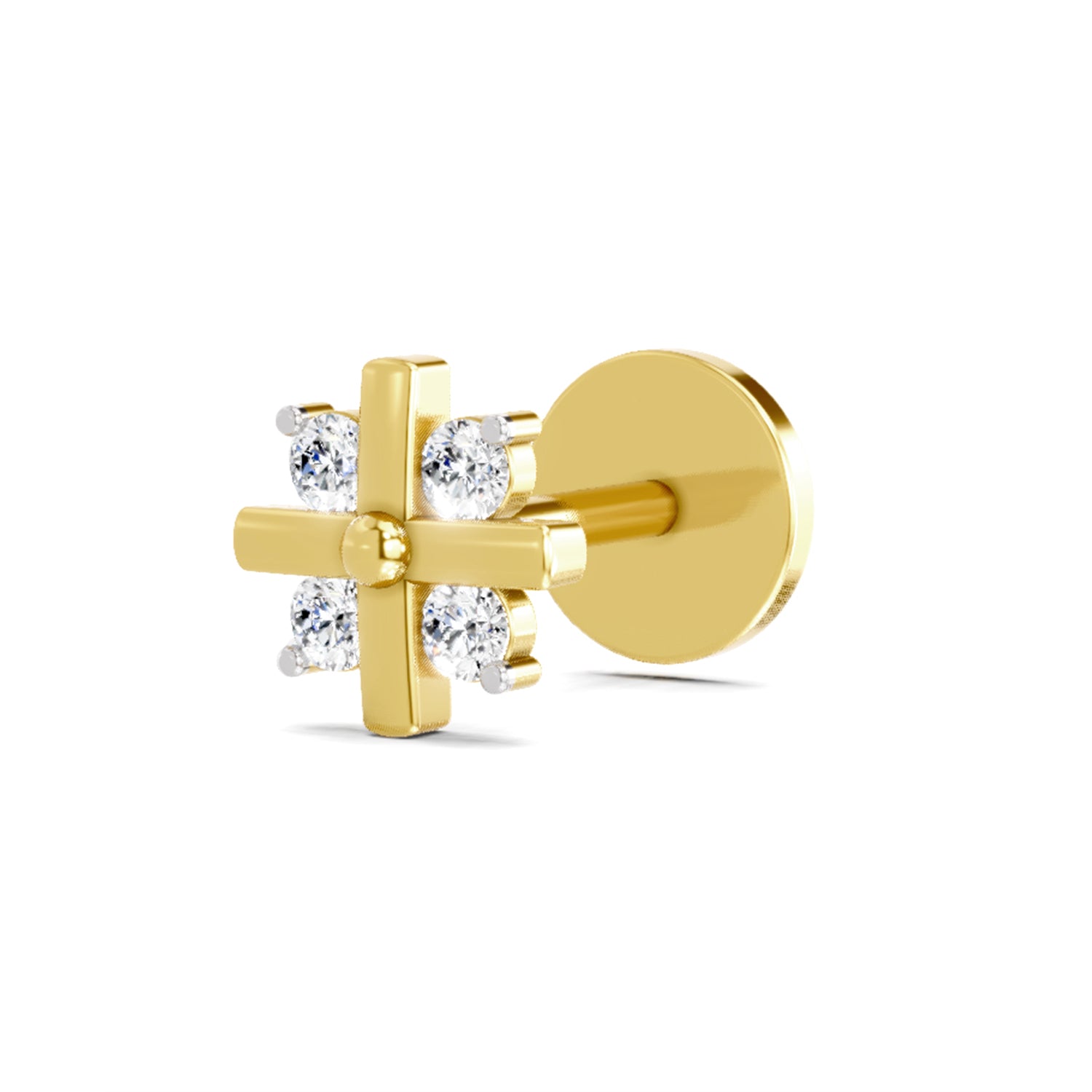 0.06 Ct Floral Nosepin 14Kt - Rose Gold