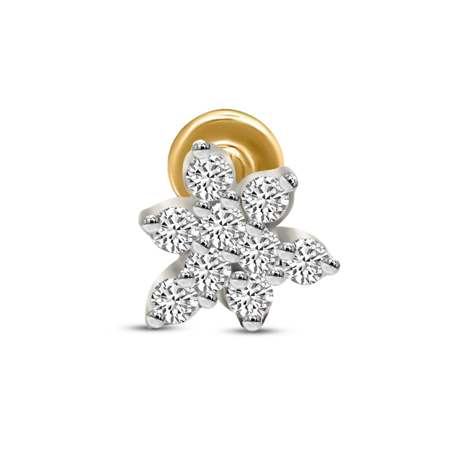 0.11 Ct Floral Nosepin 14Kt - Rose Gold