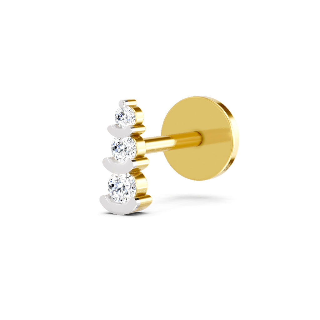 0.06 Ct 3 Stone Nosepin 14Kt - Rose Gold
