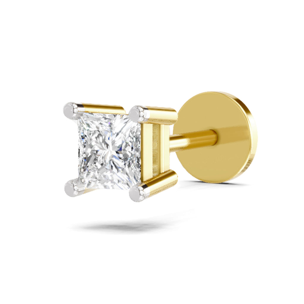 0.07 Ct Solitaire Princess Shape Nose Pin 14K Diamond - Rose Gold