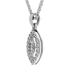 A silver-tone evil eye pendant necklace with clear crystals, shown against a plain white background.