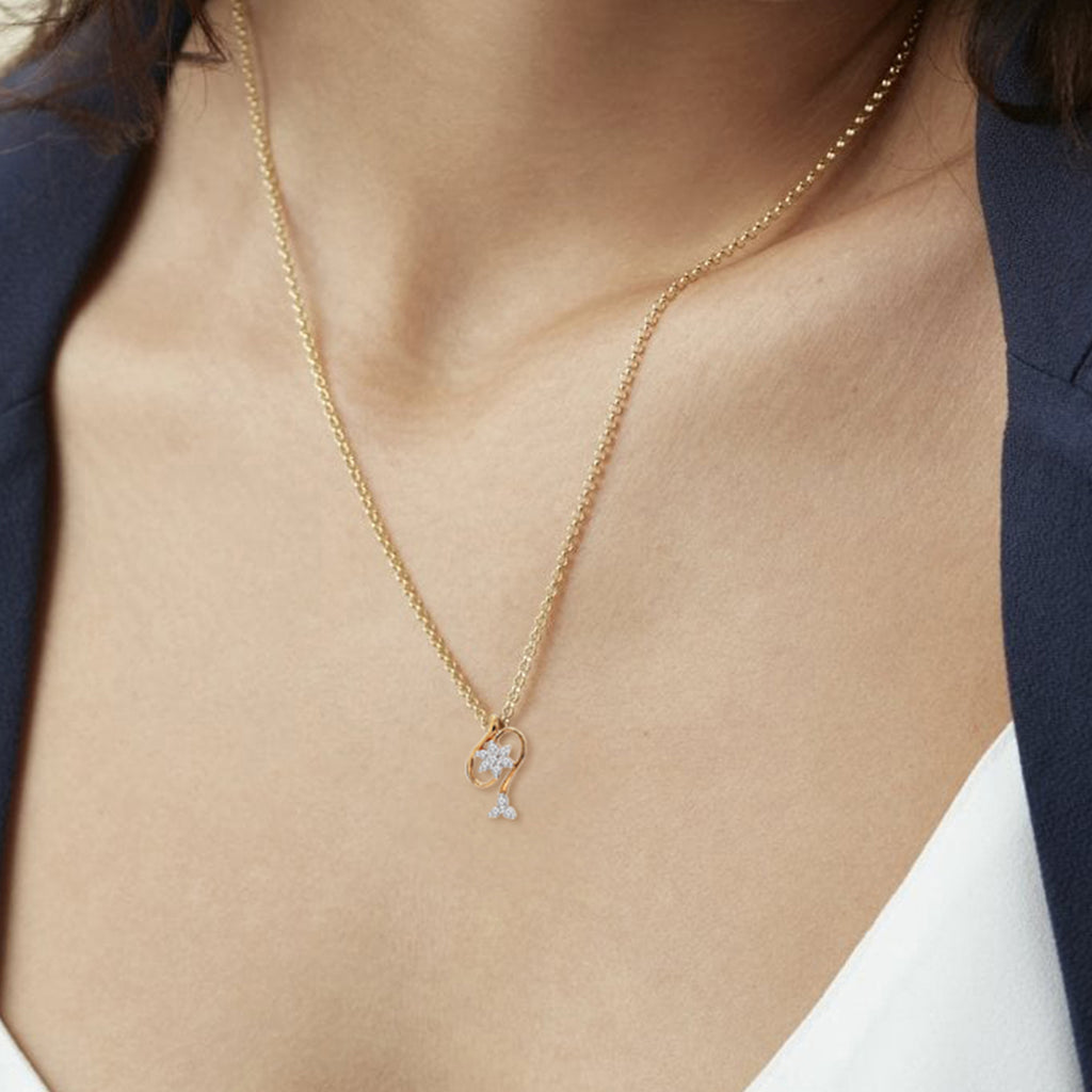 0.11 Ct Floral Pendant 14Kt - Rose Gold