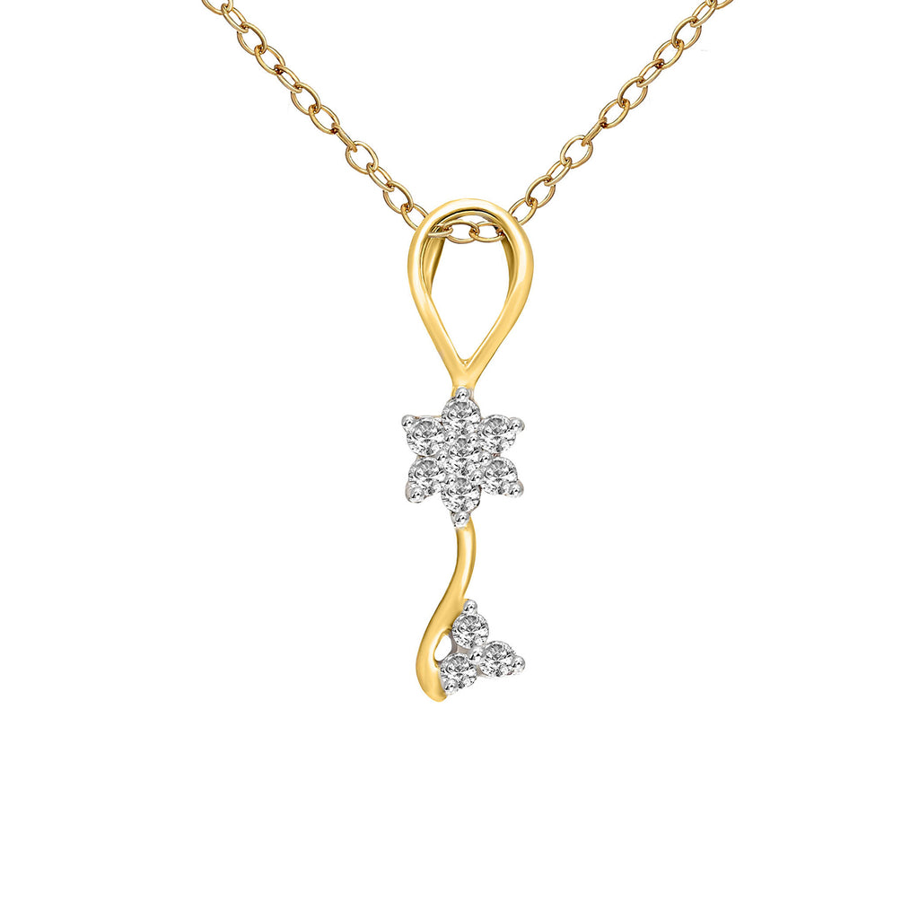 0.1 Ct Floral Pendant 14Kt - Rose Gold
