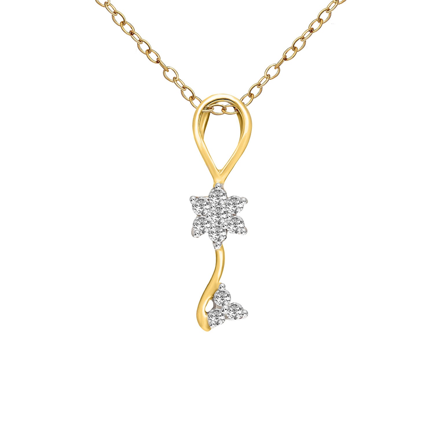 0.1 Ct Floral Pendant 14Kt - Rose Gold