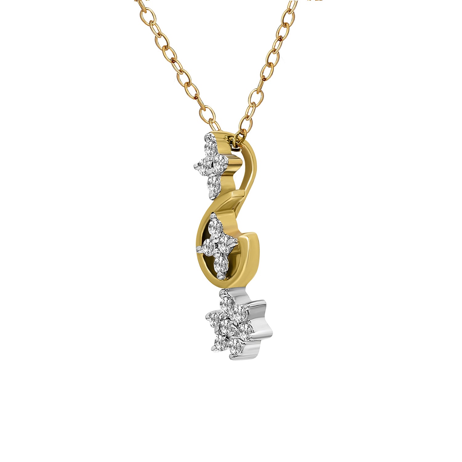0.15 Ct Floral Pendant 14Kt - Rose Gold
