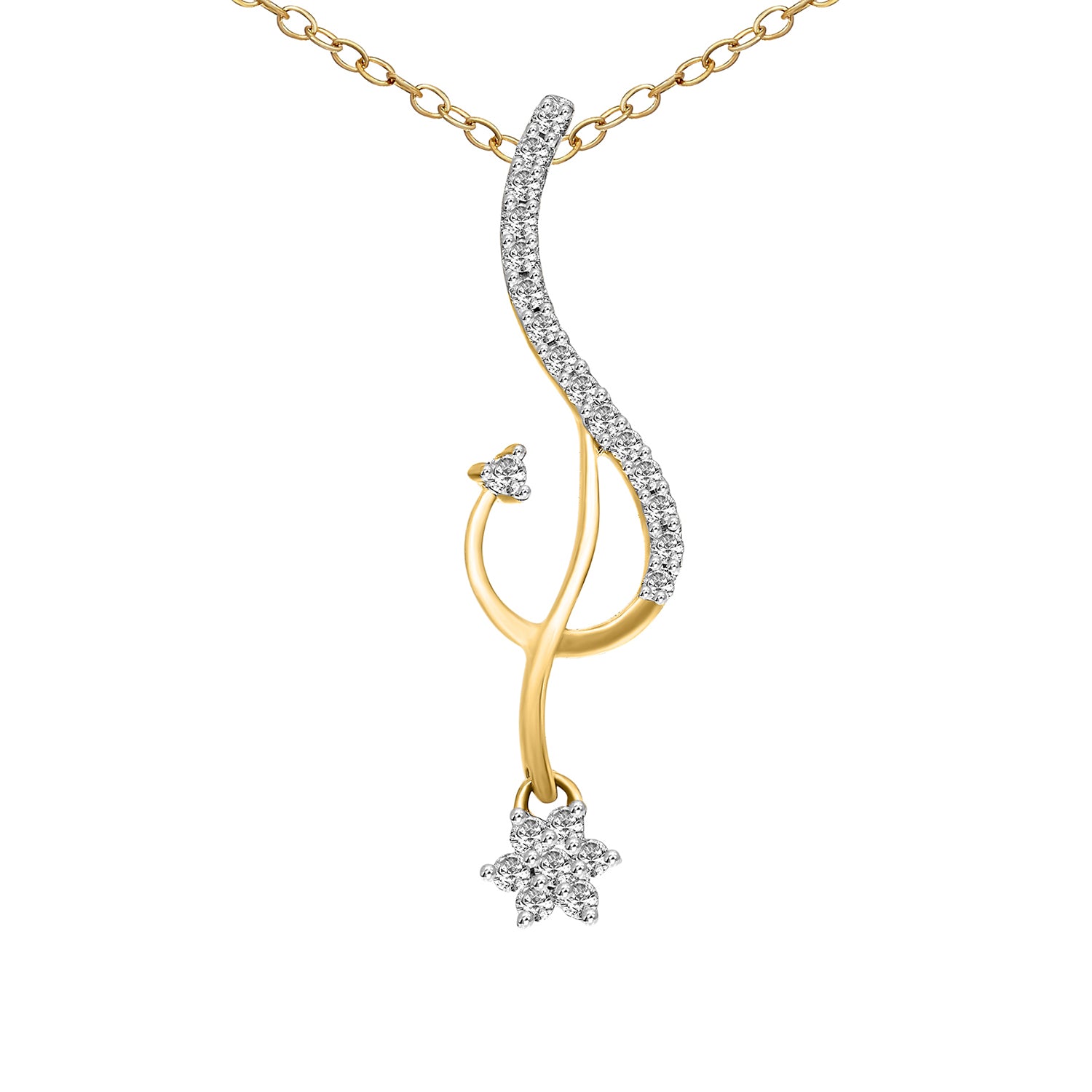 0.2 Ct Floral Pendant 14Kt - Rose Gold