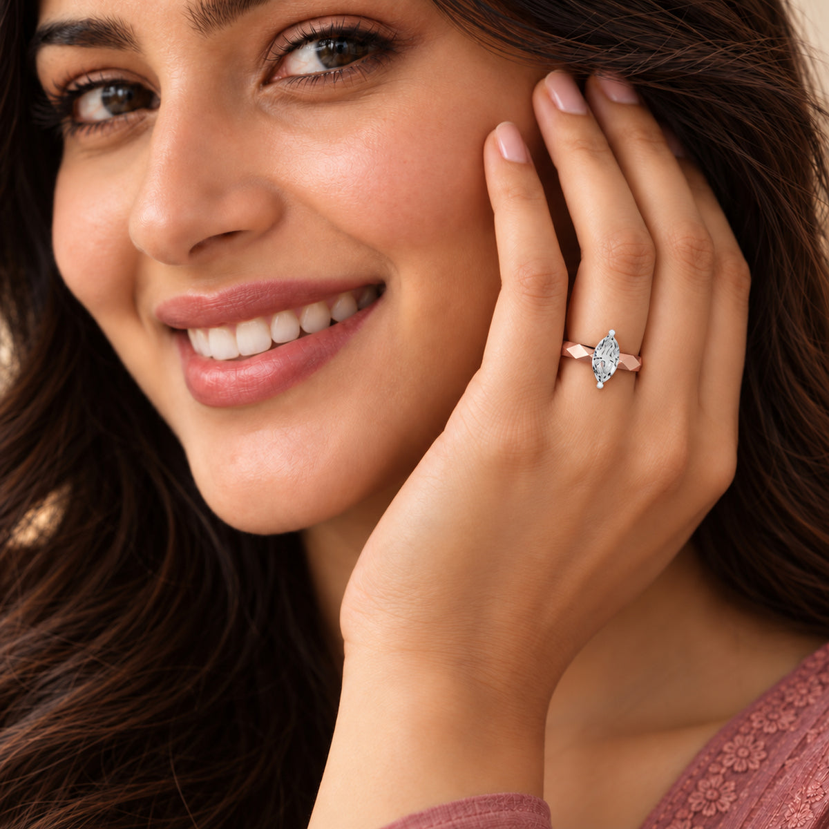 Sarafina Solitaire Marquise Lab Grown Diamond Ring