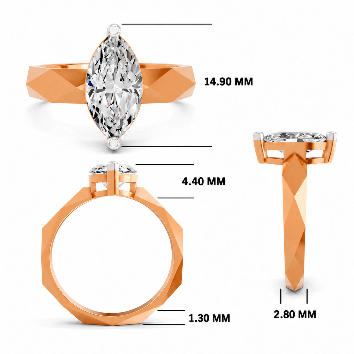 Sarafina Solitaire Marquise Lab Grown Diamond Ring