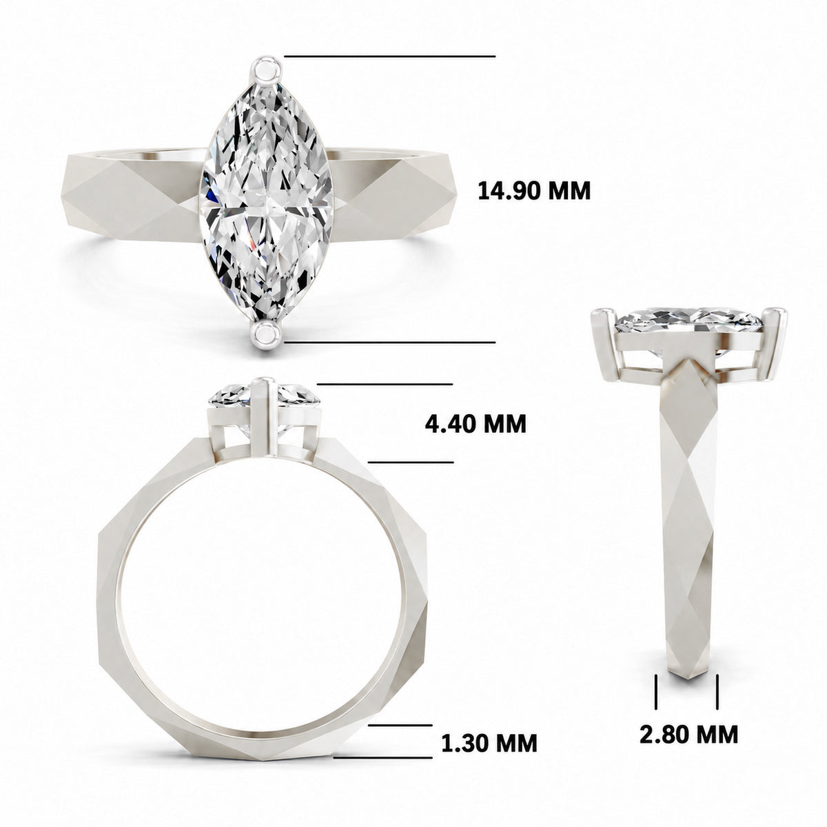 Sarafina Solitaire Marquise Lab Grown Diamond Ring